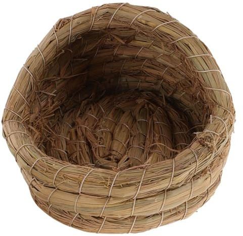 Veemoon Nid D’Oiseau Fait Main en Paille Tressée 15 Cm pour Poules, Nid de Ponte Solide et Confortable, Lit de Reproduction pour Poulailler, Accessoire Cage Oiseaux pour Élevage Intérieur