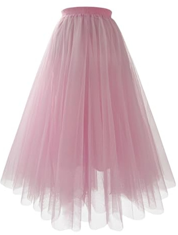 Jupe en tulle longue élastique pour femme - Taille haute - Jupe plissée - Jupe classique - Jupe de ballet en tulle - Jupon en maille - Jupe de danse rétro - Costume de carnaval