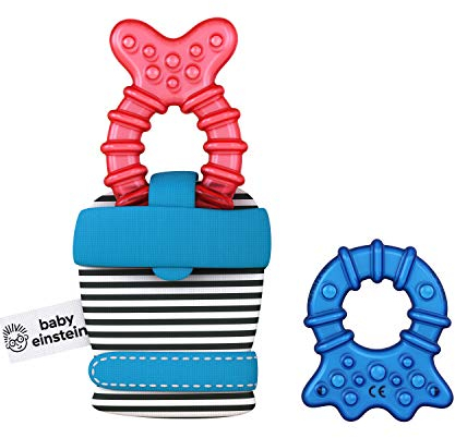 Baby Einstein 12486 Chilly Mitt Handschuh zum Zahnen, mit 2 kühlenden Beißringen und unterschiedlichen Texturen, BPA-frei, mehrfarbig