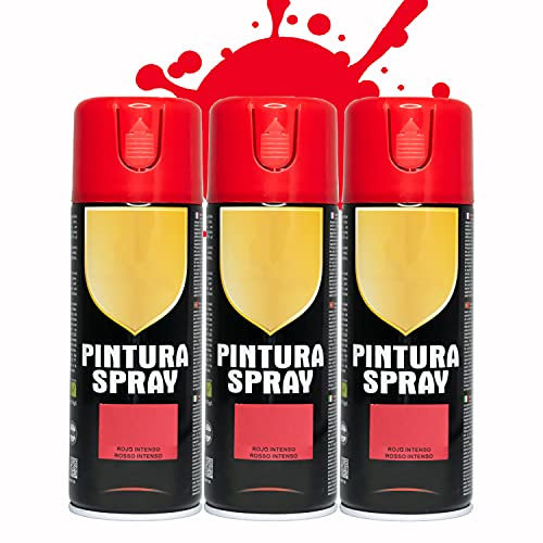BESCH Pintura Spray 400ml para Metal/Madera/Plástico (Rojo Intenso, 400 ml (Paquete de 3)