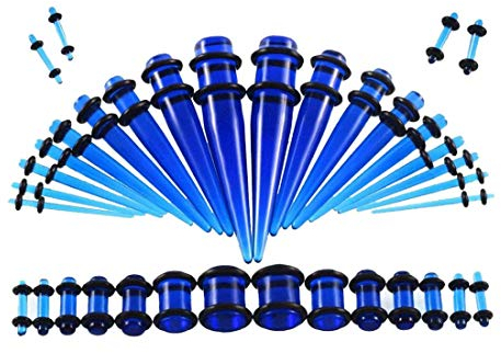 Huacan Dehnstäbe Tunnel Set 1.6-10mm Acryl Dehnstab Dehnset Dehnungsstäbe Schwarz Taper Single Flard Ohr Piercing Plugs Stecker Klassisch Expander Damen Herren Punk 36 Stück
