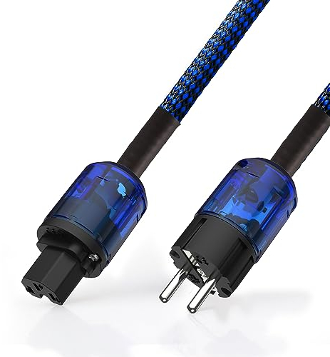 Tertullus HiFi High End Netzkabel C15 Stromkabel HiFi Audio kaltgerätekabel Mit Schukostecker & Kaltgerätestecker (P037, 2m)