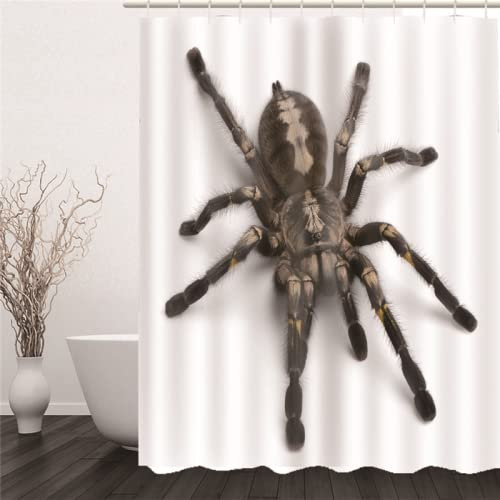 BOVZOX tenda doccia 180x200 Nero e ragni tenda da doccia Poliestere Impermeabile, Tenda da Doccia con Stampa Tende Doccia Lavabile Antimuffa Tenda da Bagno Tenda Doccia con 12 Ganci