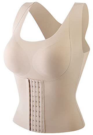 ISAKEN Entrenador de Cintura, Sujetador con Botones En La Cintura Shapewear, Fajas De Sujetador con Botones En La Cintura, Camiseta sin Mangas con Tirantes Ajustables para Mujer
