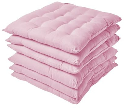 GREATOYAR Cojin para Silla, Cojín Decorativo con Correas de Sujeción, Cojin Cuadrado de Imitación de Lino, Decoración de Jardín Casa Terraza, Fabricado en España, 40x40x5cm, 4 Unidades, Rosa