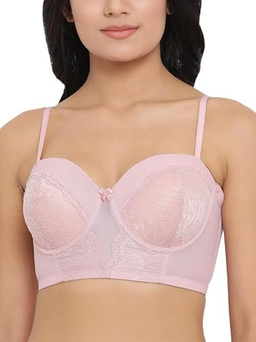 Clovia Balconette-bh för damer, enfärgad, lätt vadderad, halvkupa bygel-BH – rosa, rosa, 70D