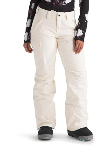 The North Face Women's Freedom Insulated Pant (Standard & Plus Size) - Waterproof Snow Pants, Ski & Snowboard, Ankle Gaiters, White Dune, Large Regular