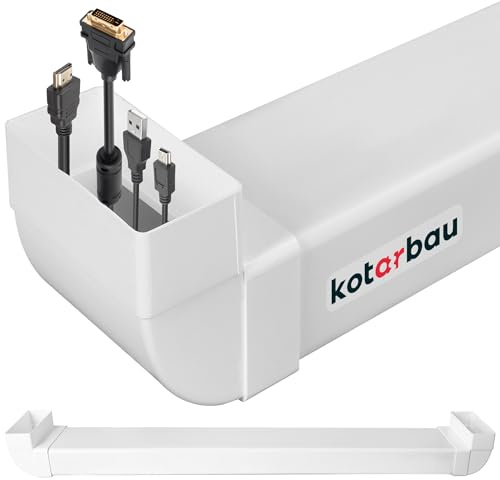 KOTARBAU® Canalina Passacavi Muro - PVC - 120 x 60 mm - 113 cm - Canaletta per Cavi Elettrici - Bianco - Coprifili TV a Muro - Copricavi TV Parete