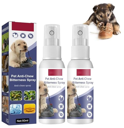 Lot de 2 sprays anti-mastication pour chien et animaux - 100 ml - Spray anti-griffures - Spray anti-grignotage pour chien - Spray amère pour chien - Empêche efficacement les chiens de mâcher des