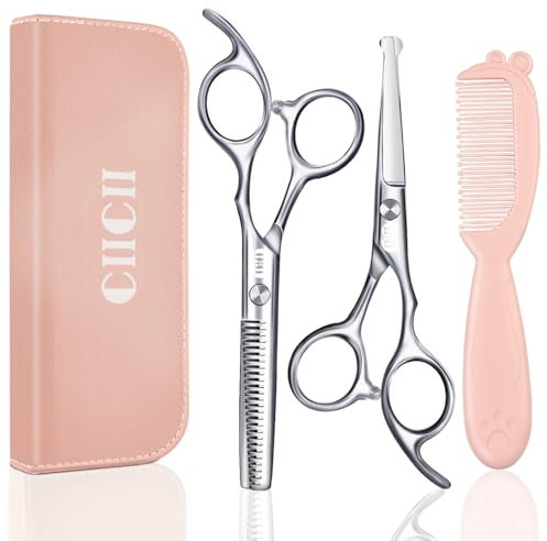 CIICII Forbici Parrucchiere Professionali per Bambini, Kit Forbici per Capelli Con Punta Tonda di Sicurezza (Forbici per Sfoltire i Capelli) per Bambini, Parrucchieri, Casa, Barbiere