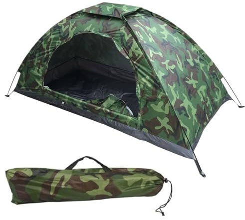 One Man Tent Waterproof ＆ Sun Resitant 1 Person Backpacking Tent Camouflage Patterns Hiking Tent Lightweight Small Tents with Storage Bag Easy Setup for Camping HikingCamping Tent Waterproof O