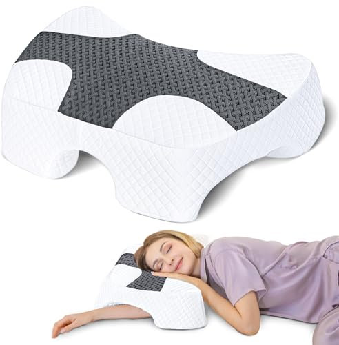 SAHEYER Almohada Cervical, Almohada para Dormir de Lado con Agujero para el Brazo, Almohada Ergonómica para Cuello y Hombros, Almohada Ortopédico Cervical para Muchas Posiciones para Dormir