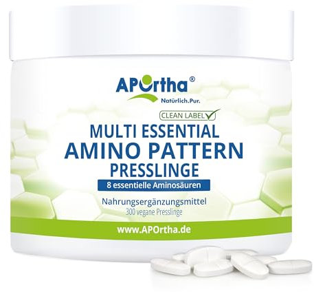 APOrtha® Multi Essential Amino Pattern – 300 Presslinge mit 8 essentiellen Aminosäuren nach Prof. Dr. Lucà-Moretti, ausgewogenes Aminosäuren-Profil, EAA Presslinge, vegan