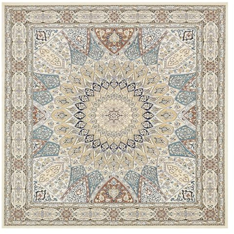 Traditioneller Vintage Orientalischer Quadratischer Teppich Schwarz Grau 70x70 cm für Wohnzimmer Schlafzimmer Kinderzimmer Klassisches Muster Orientteppich