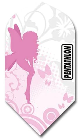 US Darts 3 Sets (9 Flights) Pentathlon Slim Pink 'Fairy' Dart Flights - 100 Micron