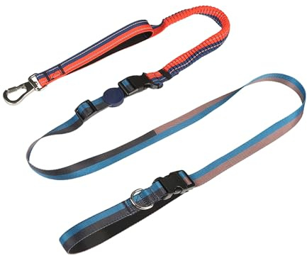 ‌EVERKING 6ft Hands-Free Dog Leash - 6-in-1 Adjustable with 360° Rotating Buckle, Night Reflective & Shock Absorbing for Large/Small Dogs (Up to 120lbs) (Dark Blue)