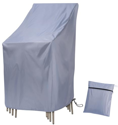 Fachmach Funda para Sillas Apiladas Impermeable,64x64x120/70CM,Gris