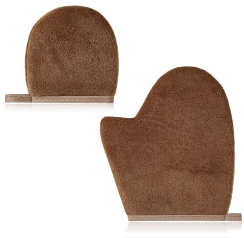 2 guanti autoabbronzanti, guanti autoabbronzanti, guanti per autoabbronzante, guanti applicatori su entrambi i lati, per olio abbronzante, viso e corpo (marrone)