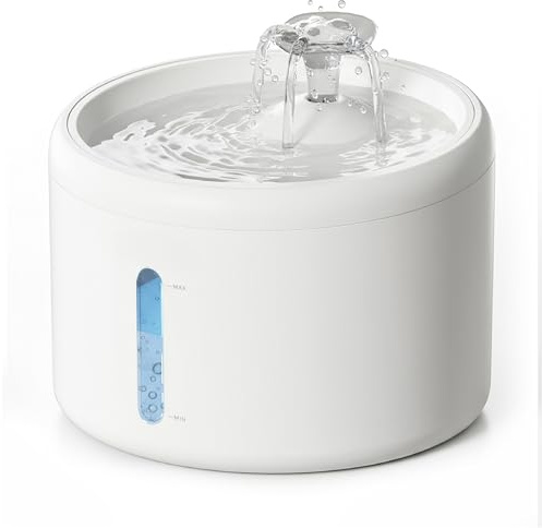 Fontaine a Eau Chat 2,5L Grande Capacité, Ultra Silencieuse 8dB, 6 Filtres Multi-Niveaux, Distributeur Eau Chat avec Fenêtre Visuelle, Design Démontable Rapide, ABS Sain (Distributeurs d'eau)
