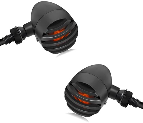 NTHREEAUTO Motorcycle Blinkers, Waterproof Aluminum Bullet LED Turn Signals, Universal Amber Indicator Light Compatible with Harley Dyna, Honda, Yahama, Bobber,Suzuki and Kawasaki 12V Motorbikes