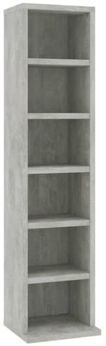 vidaXL 6-Compartment CD Cabinet - Concrete Grey Engineered Wood - Versatile Home Storage Organiser