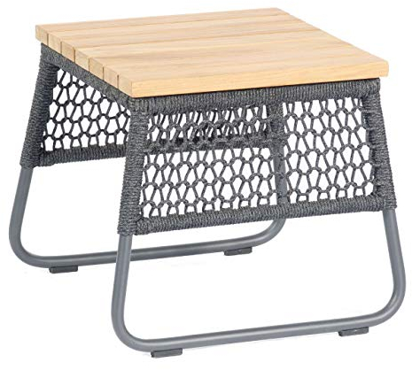 Sonnenpartner Lounge-Tisch Poison 45x45 cm Teak/Alu/Polyrope grau Beistelltisch