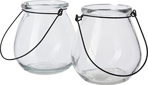 VBS Windlicht 2 Stück Glas 10 cm Durchmesser 10.8 cm Höhe Set aus 2 Stk ideal für Dekoration und Beleuchtung