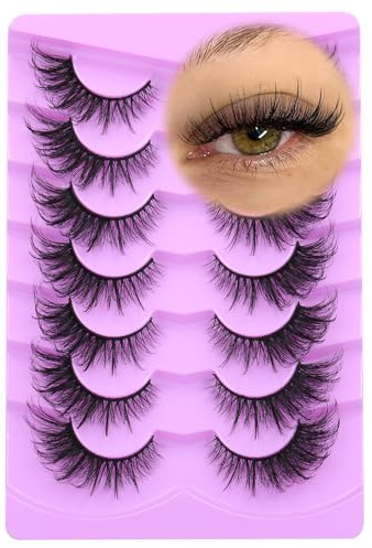 False Eyelashes Fairy Cat Eye Lashes Mink Faux Fluffy Fox Eye Lashes Wispy Dramatic Eyelashes 20mm Fake Lashes 7 Pairs Pack by ALICE, 14.0 count