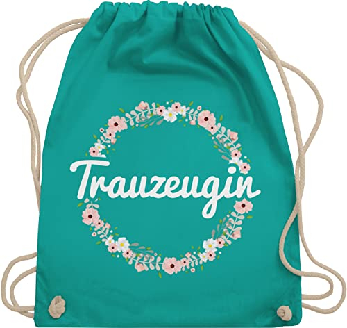 Shirtracer Turnbeutel Rucksack - JGA Junggesellenabschied Frauen - Trauzeugin - Blumenkranz - Unisize - Türkis - hen party accessories brauttaschen jungesselnabschied bridemaid beutel