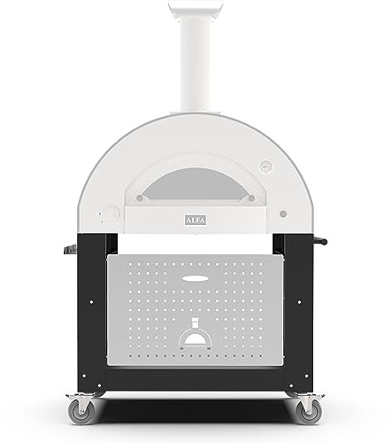 Alfa Forni Carrelli per barbecue e affumicatori della Marca Modello Base 4 Pizze Classico Nero
