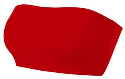NetSetUK Womens Strapless Bandeau Boob Tube Solid Seamless Vest Inner Bra Support Causal Stretchy Sleeveless Crop Tops for Ladies Summer Beach Wear Red