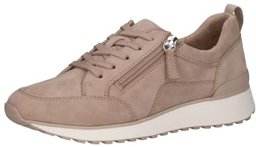 Caprice Sneaker da Donna Bassi in Pelle con Cerniera, Beige (Sand Suede), 37 EU