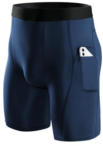 Niksa 3 Pezzi Pantaloncini da Corsa da Uomo Corti Pantaloncini a Compressione Base da Uomo Pantaloncini da Allenamento con Tasca per Cellulare Asciugatura Rapida Traspirante Pantaloncini, XXL