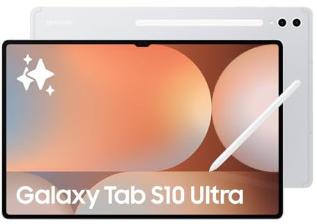 Samsung Galaxy Tab S10 Ultra AI Tablet, Android Tablet, 12GB RAM, 512GB Storage, AMOLED Display, Anti-Reflection, S Pen Included, Platinum Silver, 3 Year Samsung Extended Warranty (UK Version)