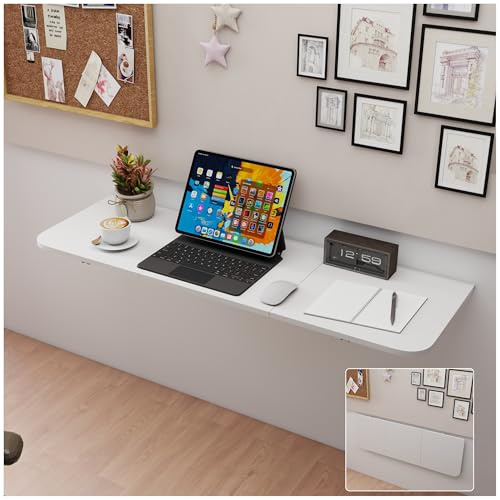 uyoyous Klapptisch Wand 120x40×2cm Wandklapptisch Wandmontage Wandtisch Klappbar Wandtisch Esstisch Ausziehbar Wandschreibtisch für Waschküche, Küche, Büro, Balkon, Laptop