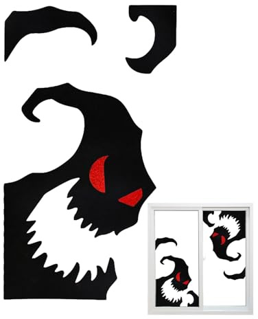 Calcomanías de Halloween, arte de pared de Halloween,Calcomanía de fieltro para puerta aterradora creativa - Demonio esqueleto gnomo decoración del hogar ventana se aferra, accesorios de fiesta de Hal