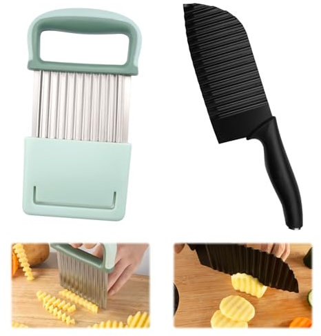 WhizNook 2 Pièces Couteau Ondulé en Acier Inoxydable pour Tranches et Frites de Pommes de Terre