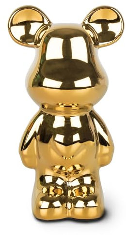 greafy Bär-Statue aus Keramik – Hochglänzende Oberfläche in edlem Gold, 18 cm hoch, dekorative Skulptur mit metallischem Glanz für Wohnzimmer, Bücherregale und Sideboards