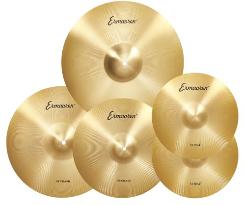 Cymbal Pack, 5 Pieces Drum Cymbals Set,14 Hi Hat Cymbals, 16 Crash and 18 Crash Cymbals, 20 Ride Cymbals for Drums Set