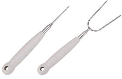 Abaodam 2piezas Tenedores Inoxidable Barbacoa Pinchos para Salchichas Verduras y Frutas Accesorios para Camping