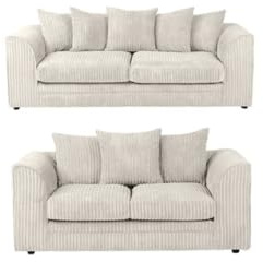 Chicago 3-Seater and 2-Seater Corduroy Sofa Set, Many Colours (CREAM, 3+2)