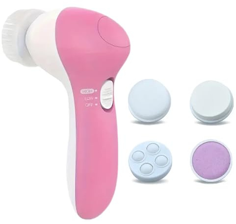 eBoutik - Facial Rotating 4-in-1 Electric Cleansing Brush - Battery Powered Exfoliator Waterproof Face Scrub Care - Removing Blackhead, Skin Massaging Cleanser