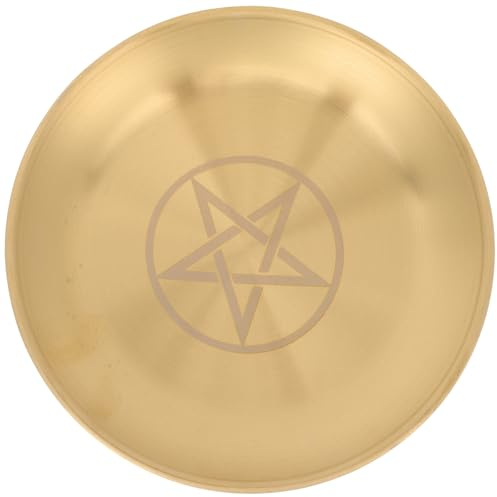SUPVOX Vassoio Rotondo in Metallo Pentagramma a Forma di Stella a Cinque Punte, Portacandele in Rame per Cerimonie Rituali e Decorazioni Altare, Piatto Espositivo Multifunzione per Casa