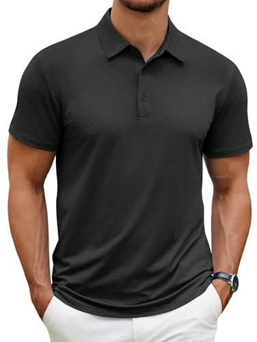 COOFANDY Polotröja män kortärmad andas sommar golfskjorta snabbtorkande sport funktionell skjorta basic muskel topp