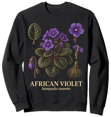 African Violet Saintpaulia Ionantha Vintage Plant Study Sweatshirt