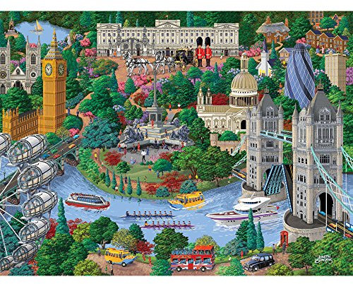 Bits and Pieces - 300 Large Piece Jigsaw Puzzle for Adults - London City View - 300 pc England Jigsaw by Artist Joseph Burgess - 16 x 20 (41cm x 51cm)