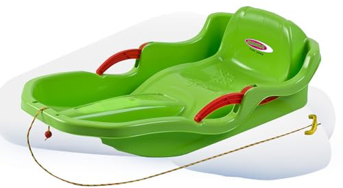 JAMARA 460540 Snow Play Bob Comfort 80 cm Green with Brake Steering by Brake Lever, Aerodynamic Construction, Durable, Impact Resistant Plastic, Comfortable, Ergonomic Seat