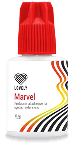 LOVELY Wimpernkleber MARVEL schneller Kleber Trocknungszeit 1 Sek. 8 Wochen Haftkraft, geringe Dampfentwicklung - Wimpernkleber Wimpernverlängerung geeignet für Studios & Fremdanwendung -10ml Schwarz