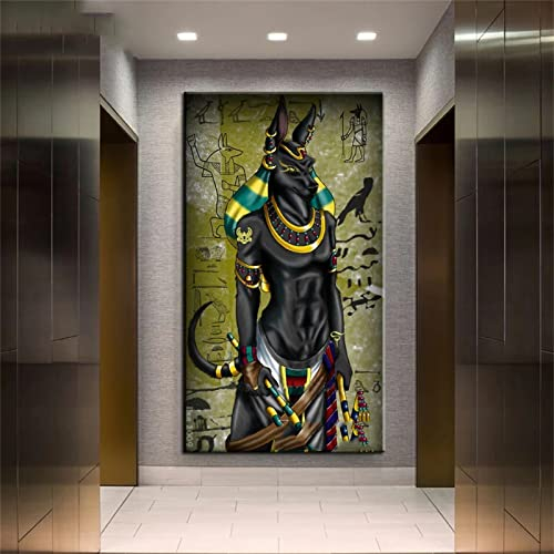 Diamond Painting Ägypten Anubis 5D Diamant Painting Voll Set mit Diamond Painting Zubehör,40x80cm Leinwand Groß Bilder Malen Nach Zahlen Erwachsene Kinder Geschenk für Deko Wohnzimmer Schlafzimmer