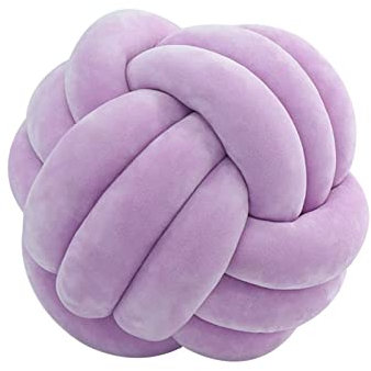 Edumov Knotenkissen, Knot Kopfkissen, Hand Gewebt Knotenkissen, Plüsch Kissen, Skandinavisch, Zierkissen Knoten, Geknotetes Kissen für Sofa Bett Zimmer, Helles Lila, 27cm